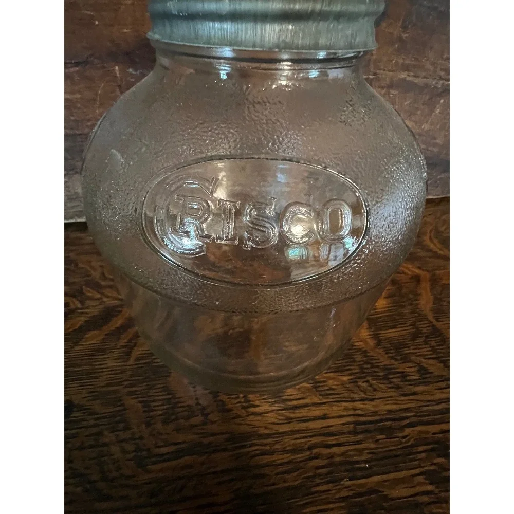 Vintage Crisco Ball Glass Jar with Zinc Lid and Milk Glass Liner Embossed 6 inch